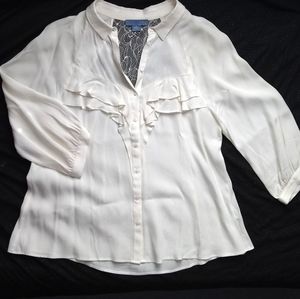 10/12 Lie Ruffle Button-Up Lace Blouse Tunic Shirt